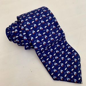 Blue Brooks Brothers Country Club Sail Boat Tie